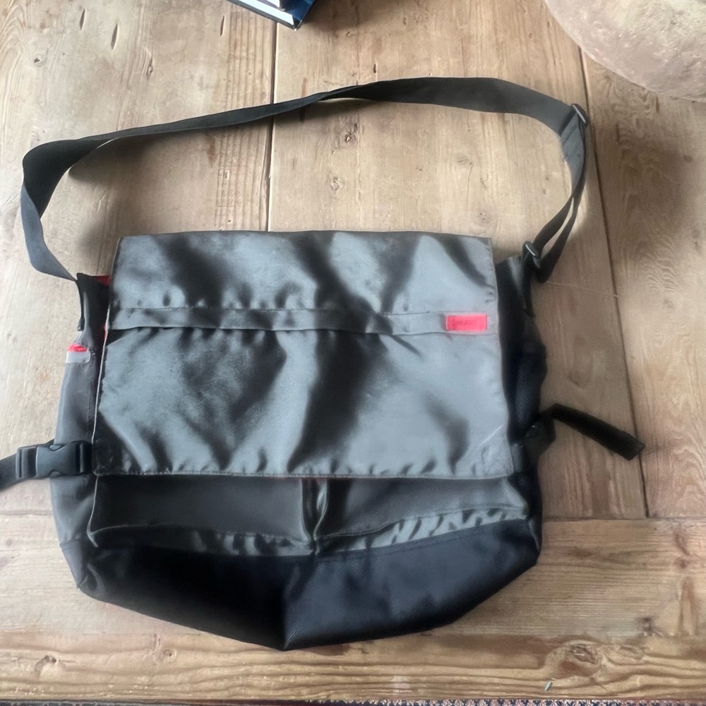 Hugo Boss Gray and Black Messenger Bag